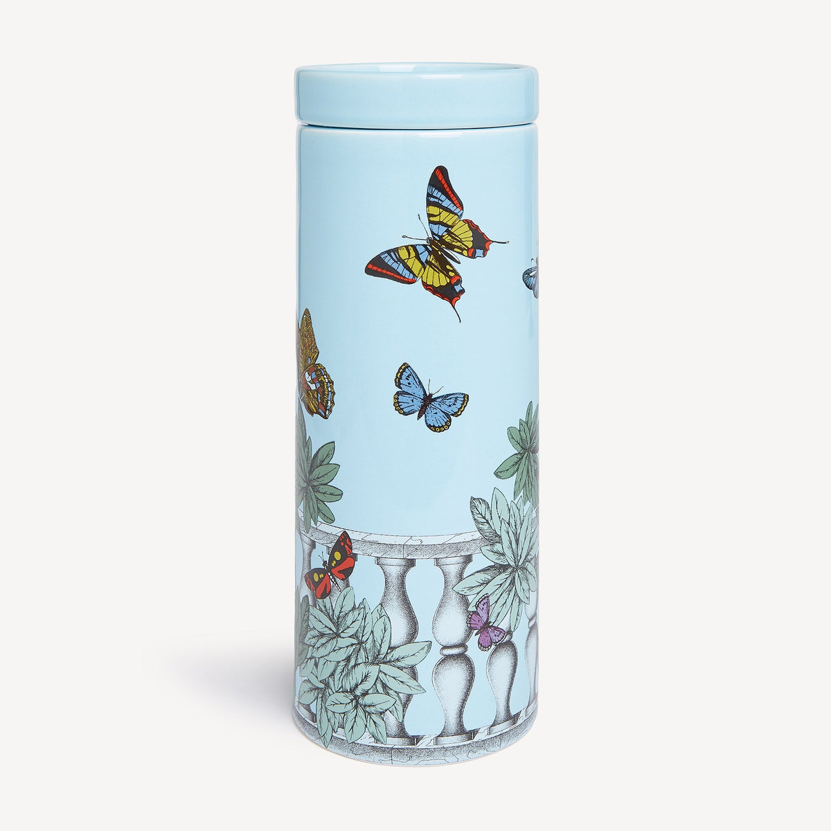 Fornasetti NEL MENTRE Tall Candle – Farfalle e Balaustra, Giardino Segreto