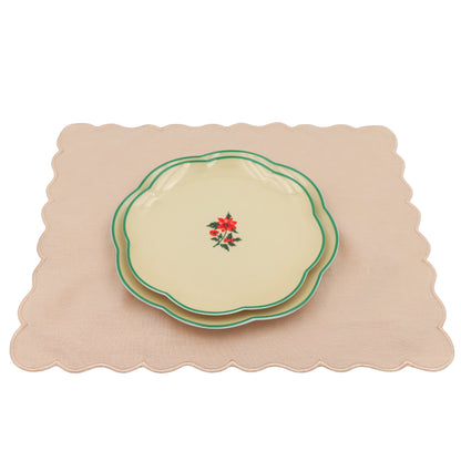 Fabled Flora Scalloped Dinner Plate - Set of 4 (+1 Bonus Plate) Ro'Table