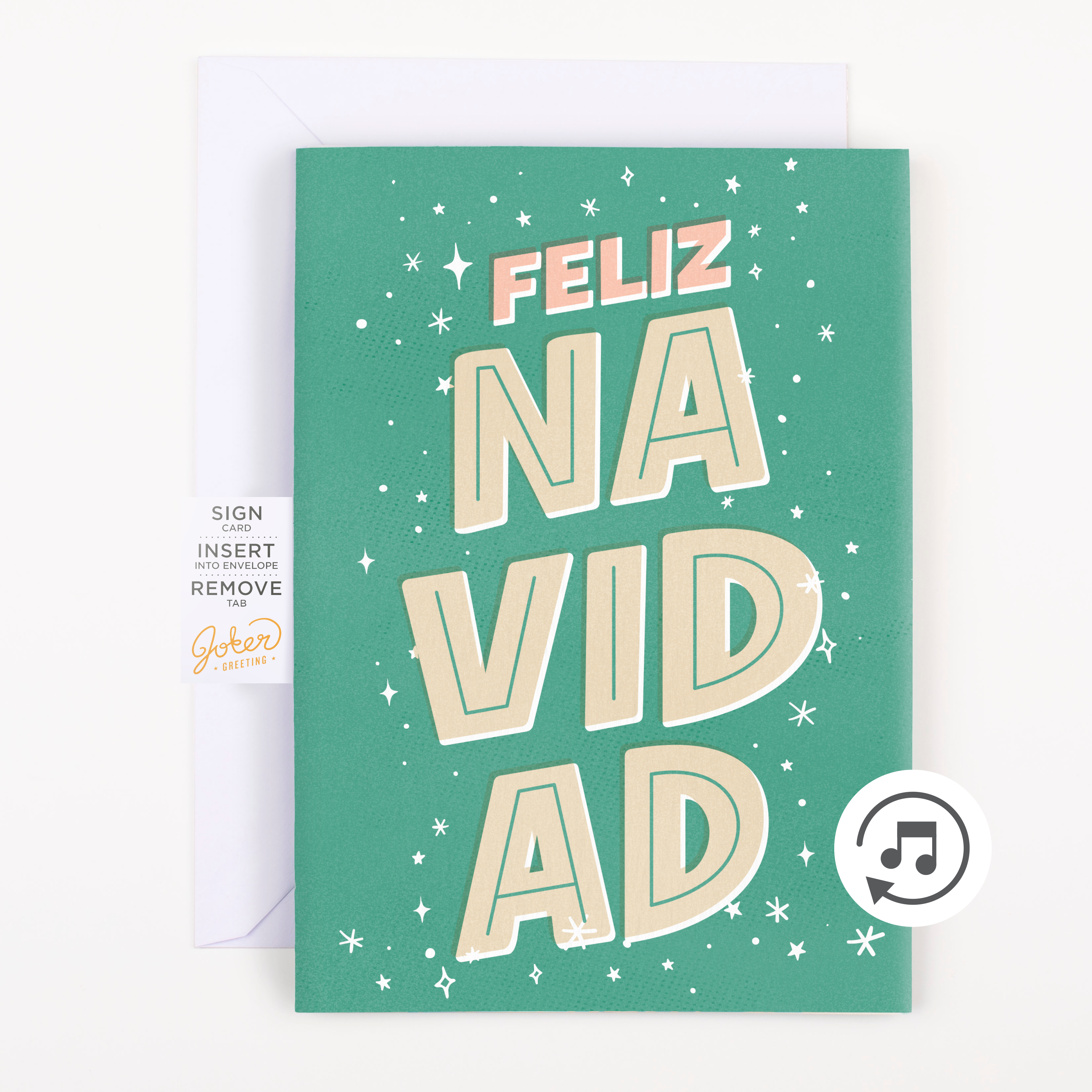 Endless Feliz Navidad Card with Glitter Joker Greeting
