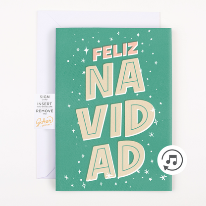 Endless Feliz Navidad Card with Glitter Joker Greeting