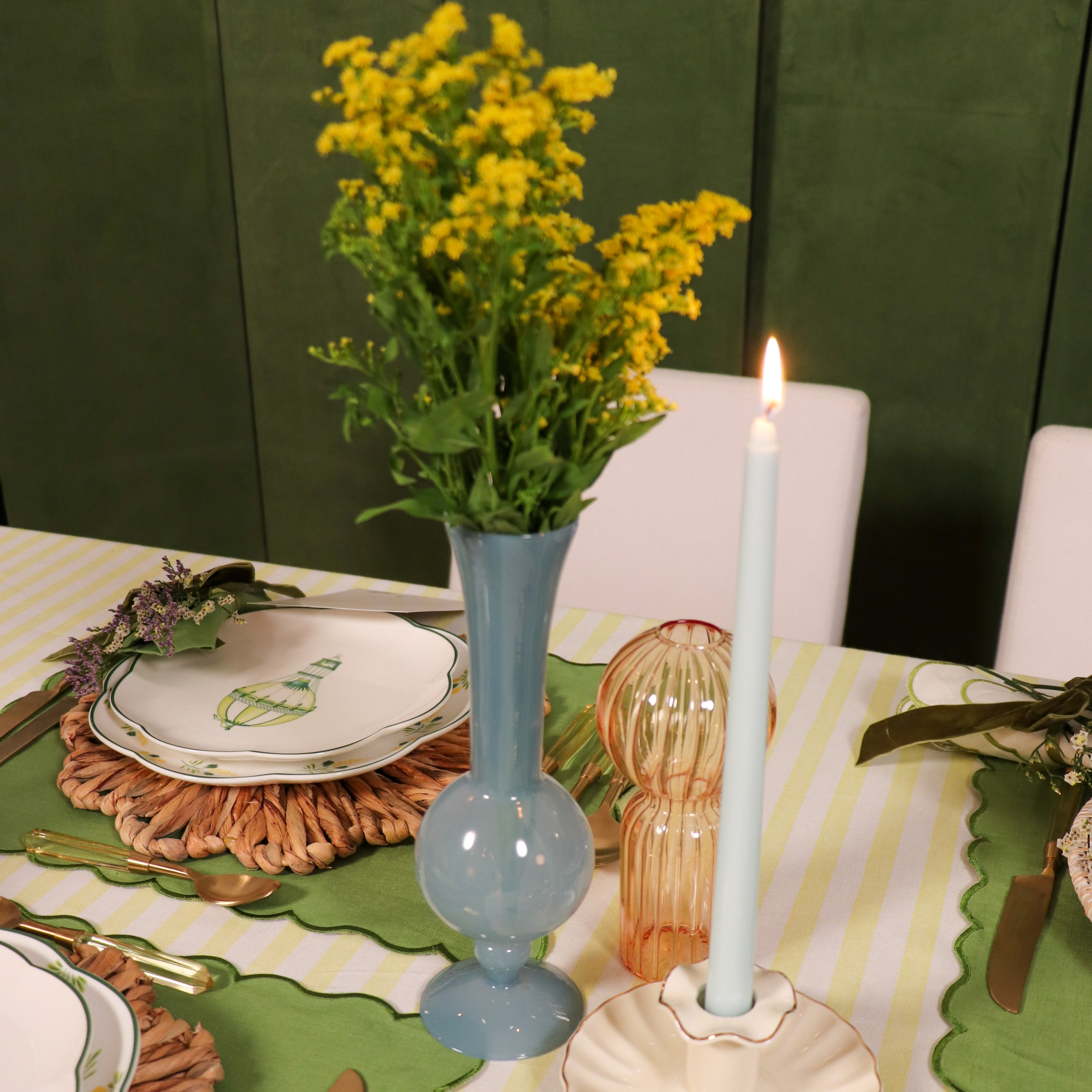 Frosted Blue Haze Vase - Pair Ro'Table