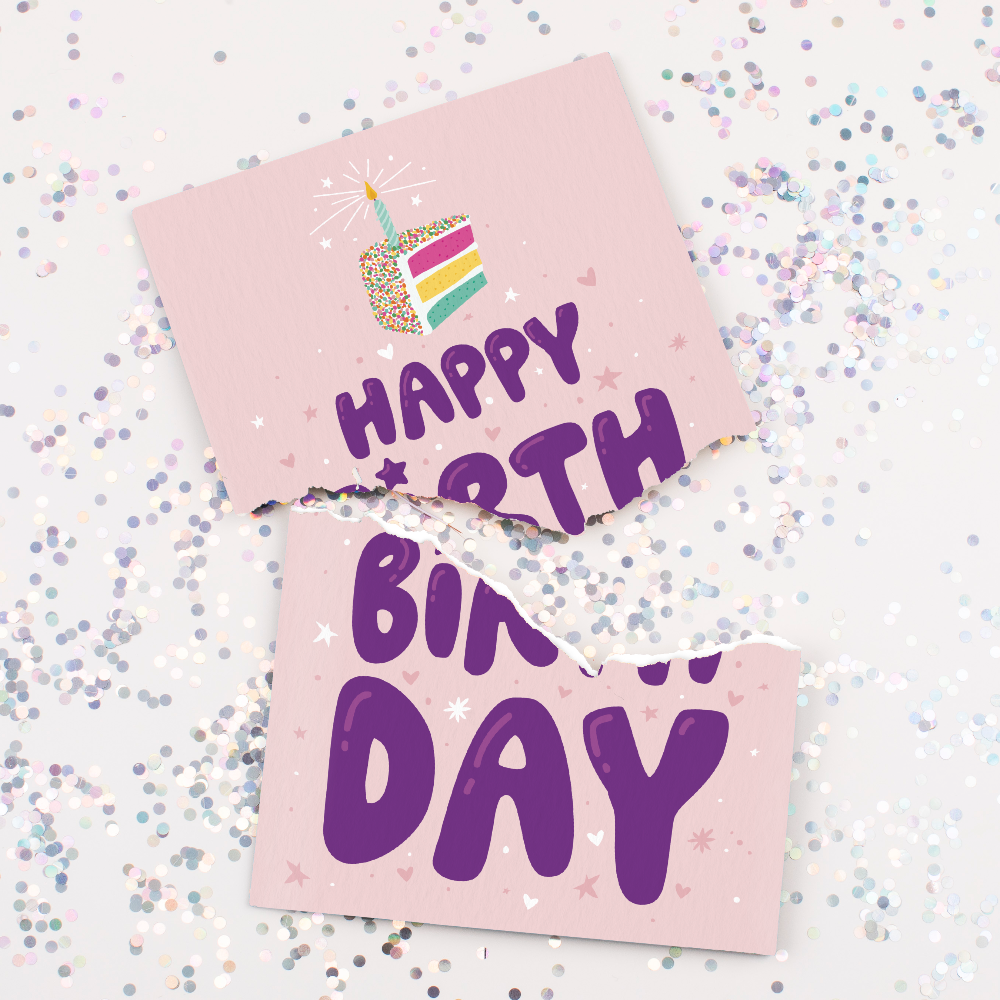 Endless Birthday Cake Card with Glitter Joker Greeting