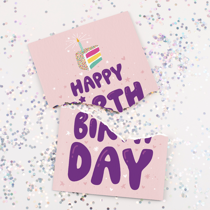Endless Birthday Cake Card with Glitter Joker Greeting