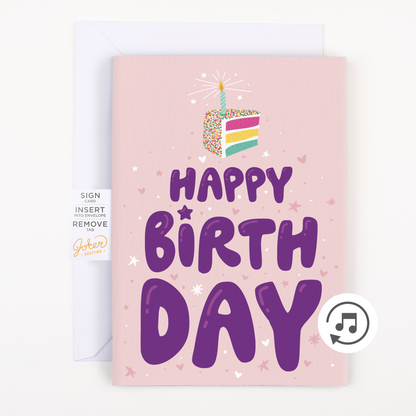 Endless Birthday Cake Card with Glitter Joker Greeting