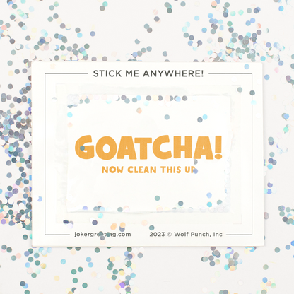 Hide & Prank Goat Glitter Trap Joker Greeting