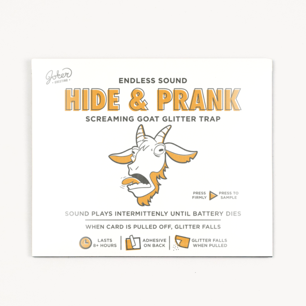 Hide & Prank Goat Glitter Trap Joker Greeting