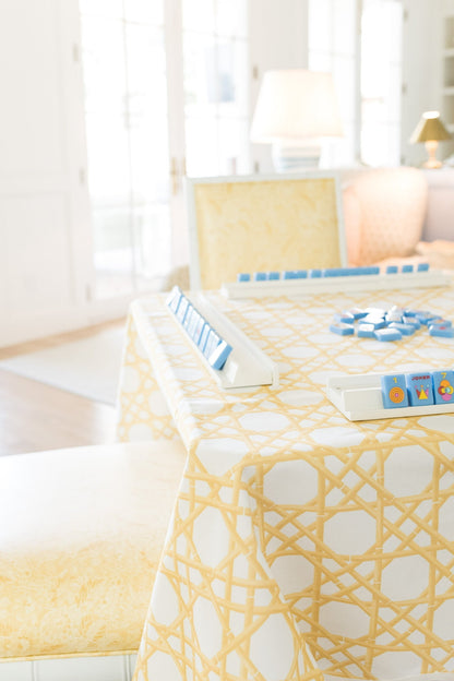 Scalloped Square Table Topper | Gold Cane