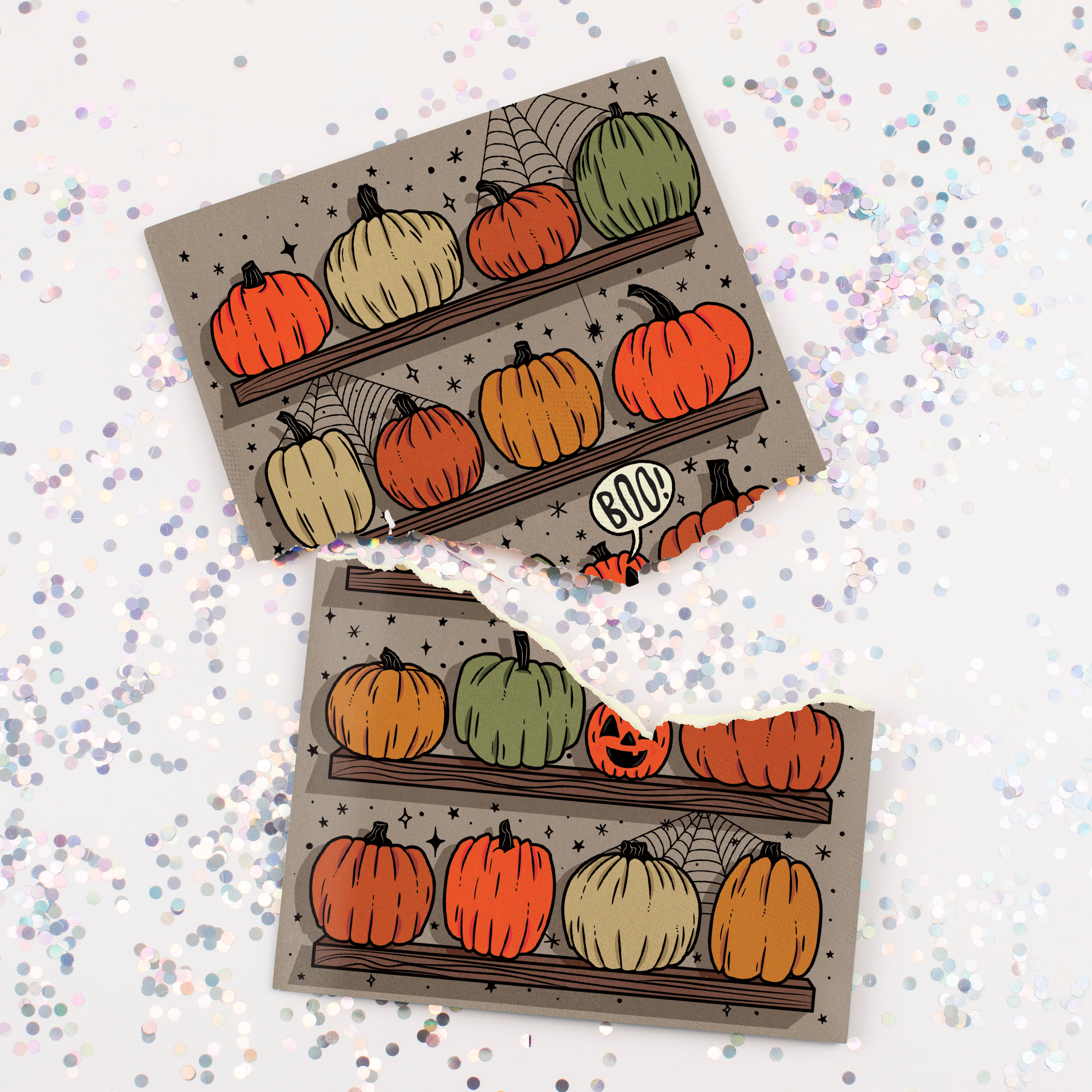 Endless Halloween Scream Card with Glitter Joker Greeting