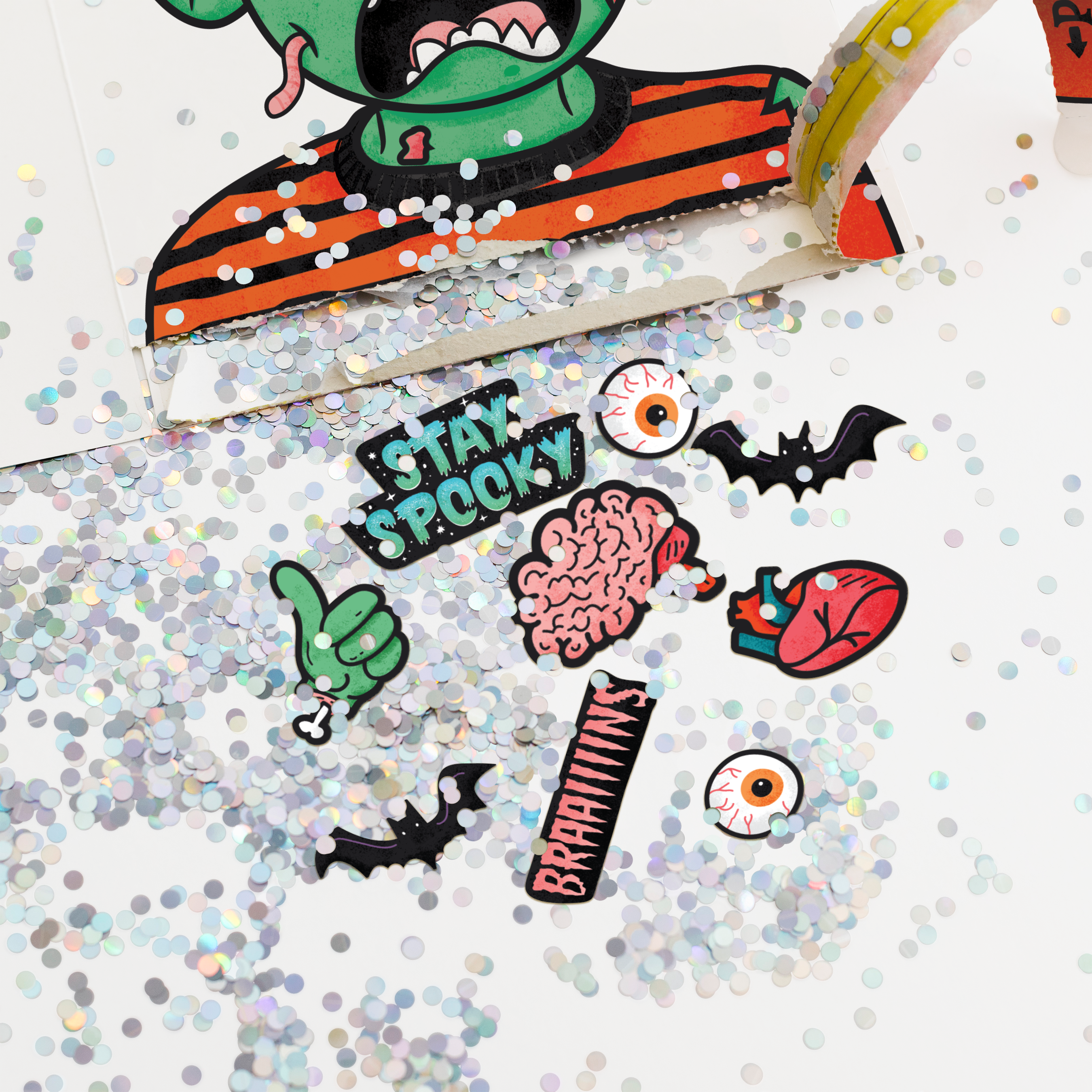 Endless Halloween Card with Glitter and Sticker Surprise Joker Greeting