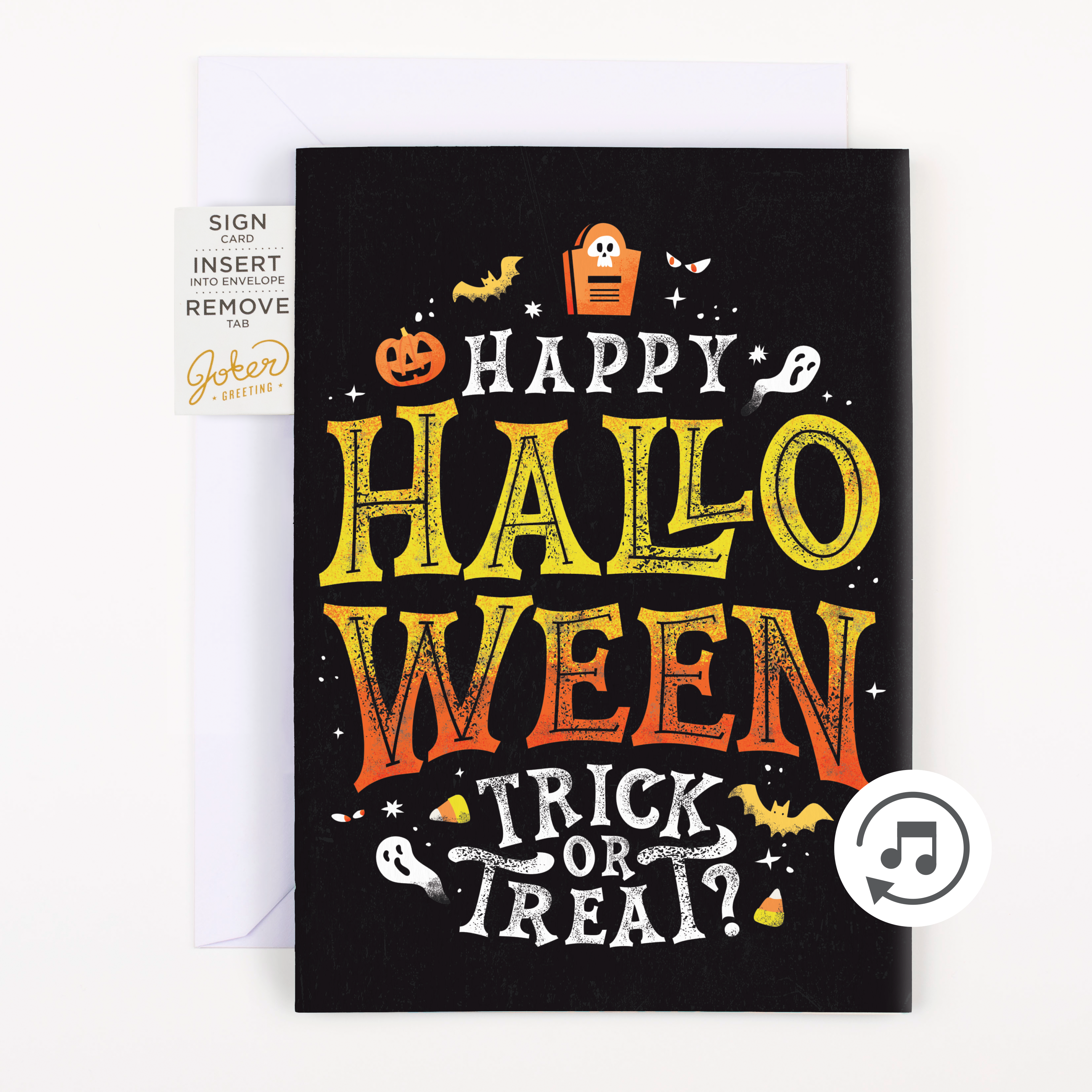 Endless Halloween Card with Glitter and Sticker Surprise Joker Greeting
