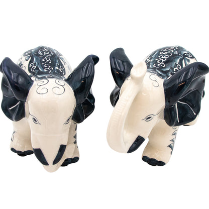 Hand-painted Embera and Nyala Elephants - Pair Ro'Table