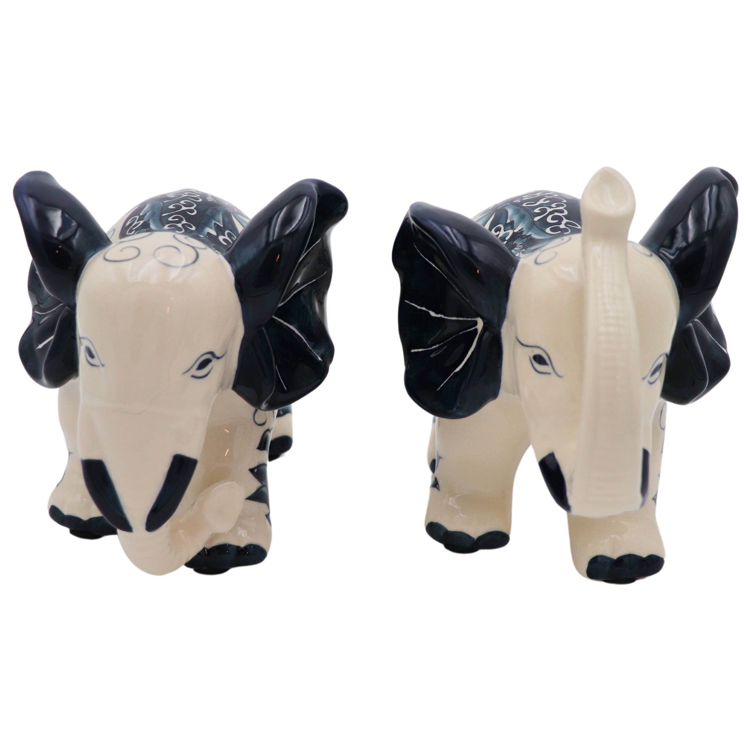 Hand-painted Embera and Nyala Elephants - Pair Ro'Table