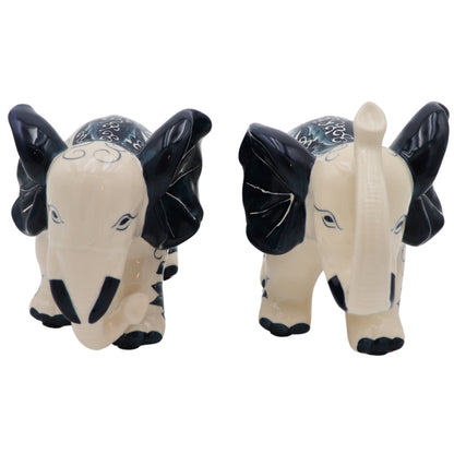 Hand-painted Embera and Nyala Elephants - Pair Ro'Table