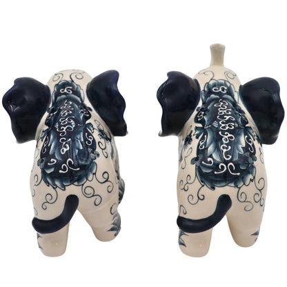 Hand-painted Embera and Nyala Elephants - Pair Ro'Table