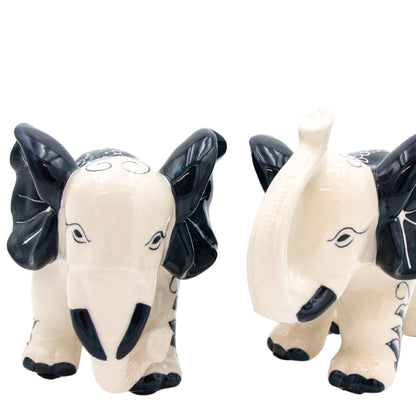 Hand-painted Embera and Nyala Elephants - Pair Ro'Table