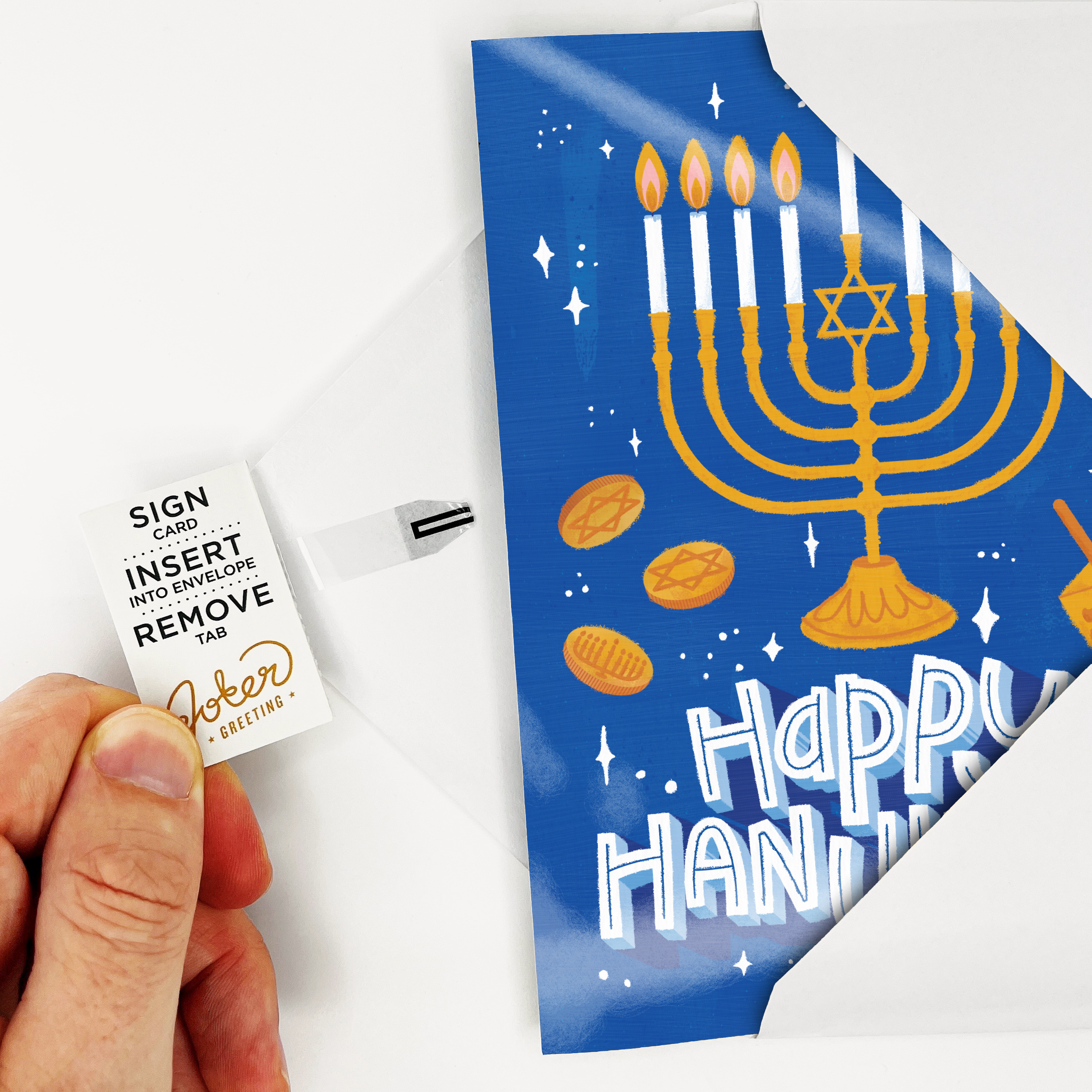 Endless Hanukkah Card with Glitter Joker Greeting