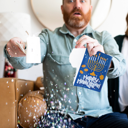 Endless Hanukkah Card with Glitter Joker Greeting