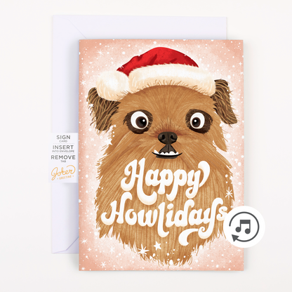 Endless Dog Christmas Card with Glitter Joker Greeting