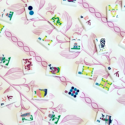 Scalloped Square Game Table Topper | Lilac Botanical Stripe