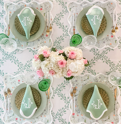 Square Scalloped Placemat | Jardin de Fleurs - Sage
