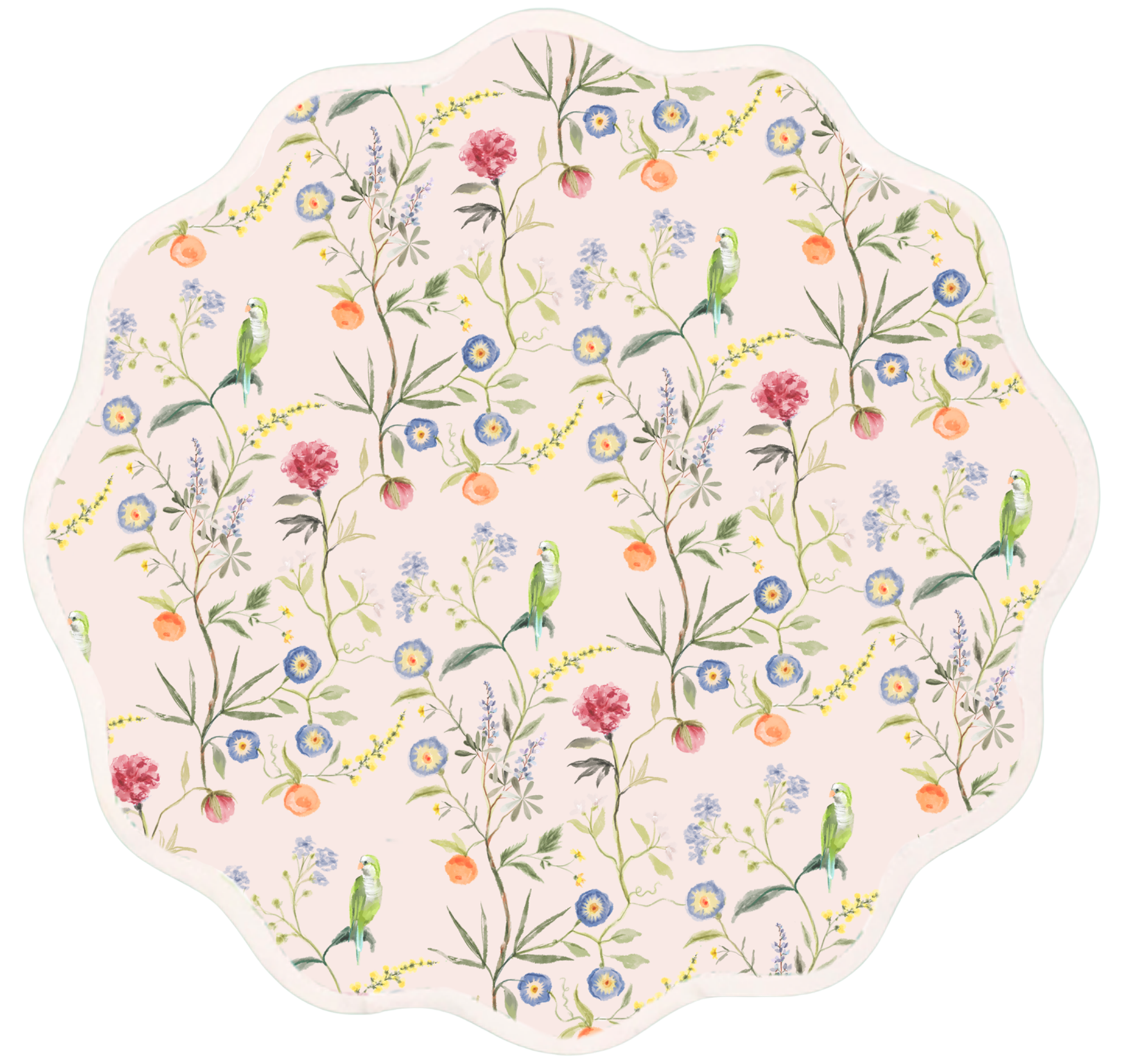 Round Scalloped Placemat | Jardin de Fleurs - Pink