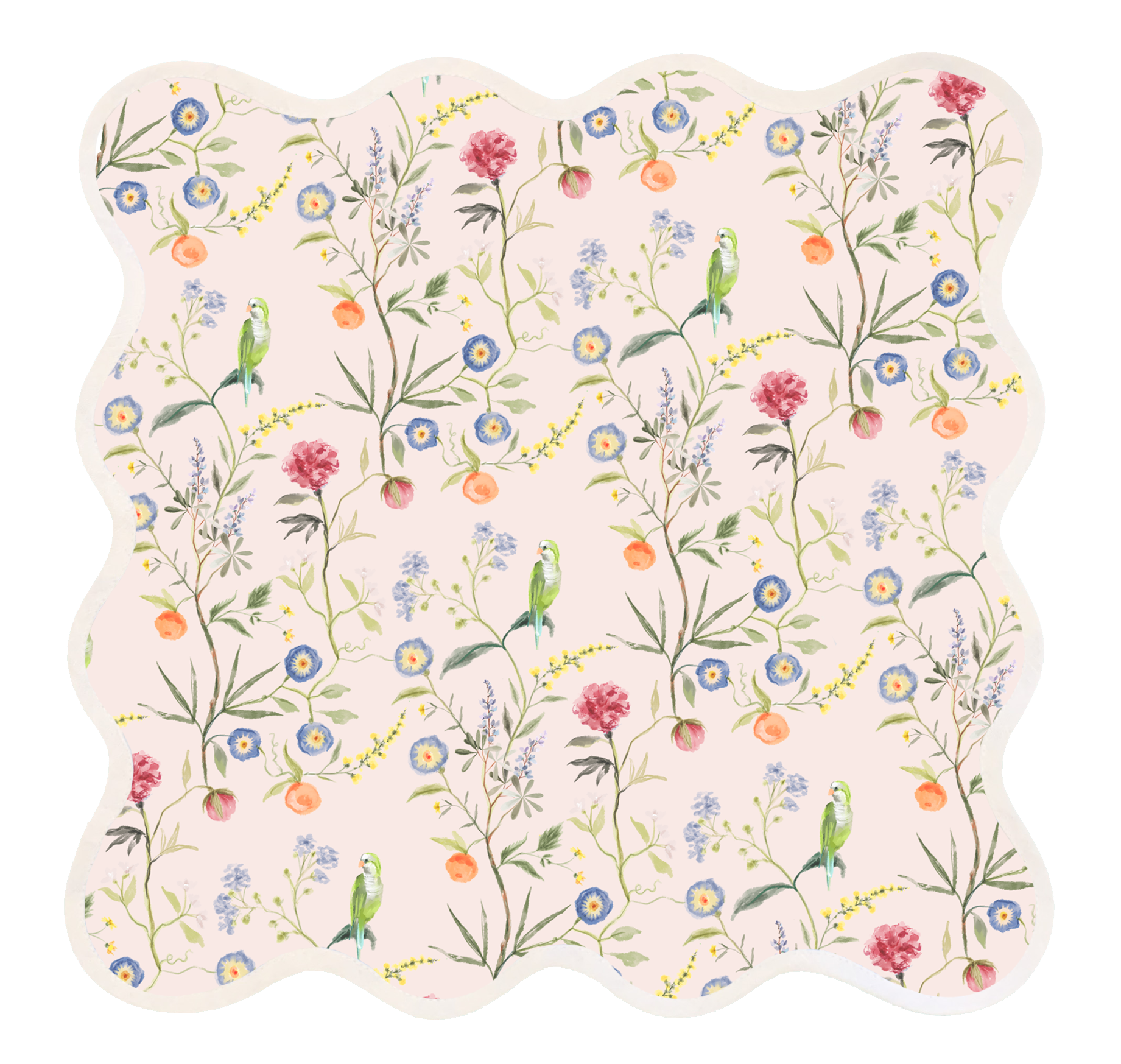 Square Scalloped Placemat | Jardin de Fleurs- Pink