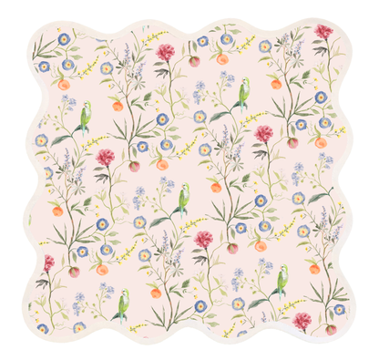 Square Scalloped Placemat | Jardin de Fleurs- Pink