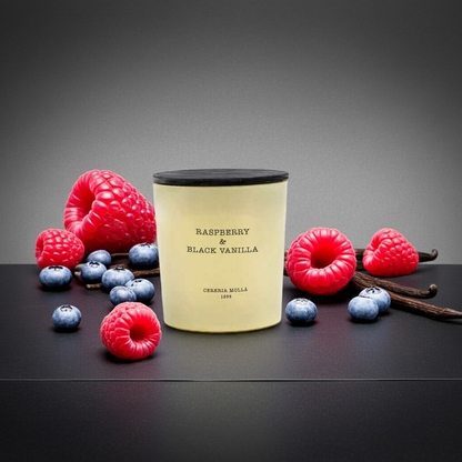 Cereria Molla - Raspberry Black Vanilla Ivory 3 wick XL Candle - 21 oz / 600 g - Coastous