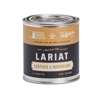 Lariat: Leather + Mahogany Soy Wax Candle Tallgrass Supply