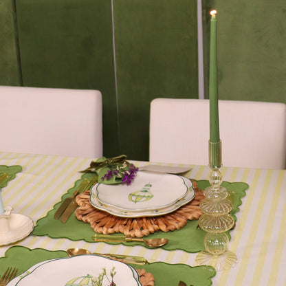 Buttercream Yellow Ribbed Candle Holder - Pair Ro'Table