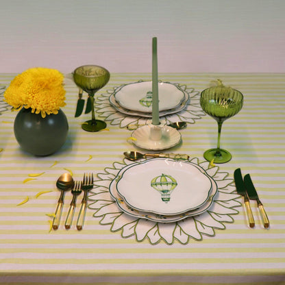 Buttercream Yellow Stripe Tablecloth Ro'Table