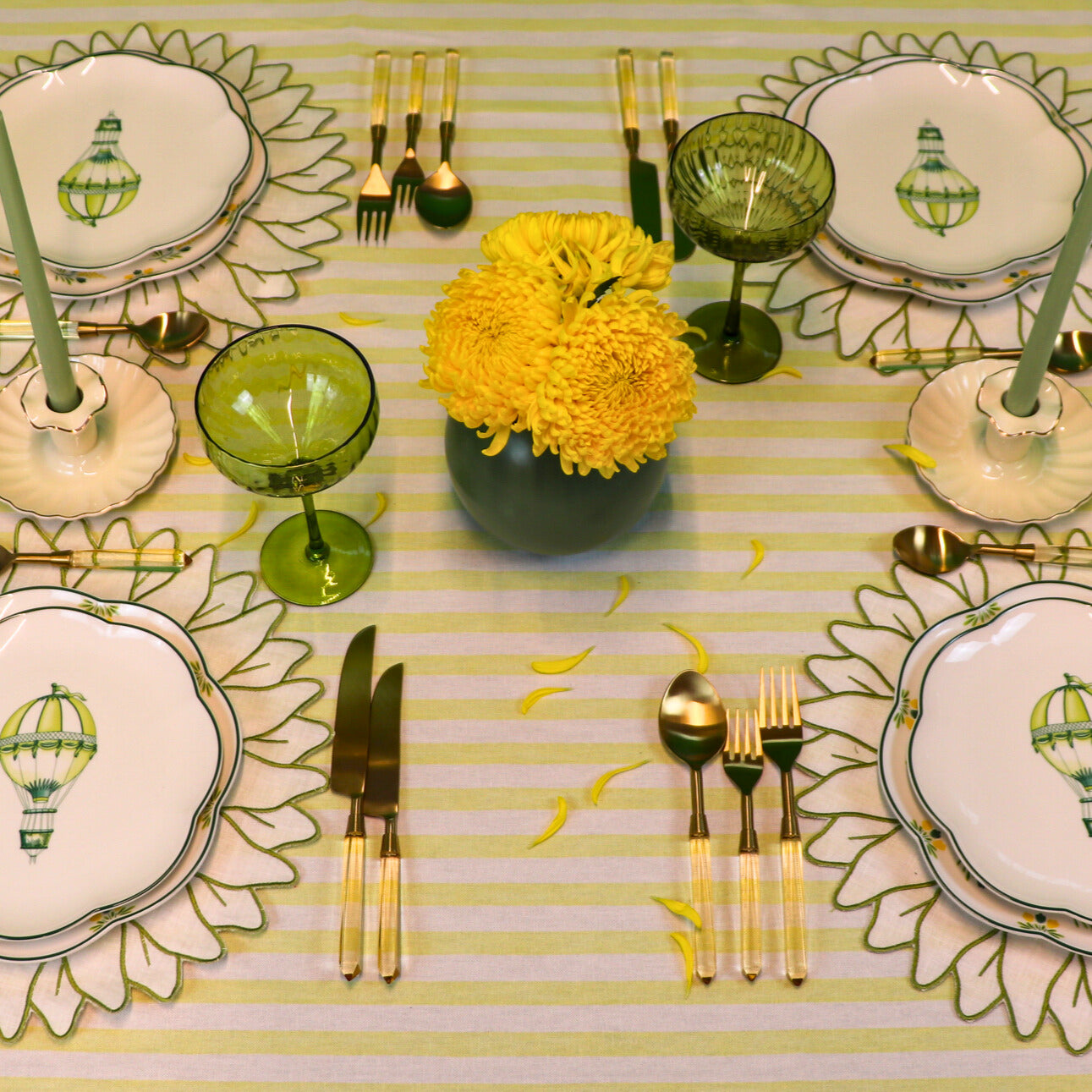 Buttercream Yellow Stripe Tablecloth Ro'Table