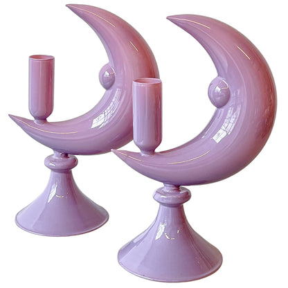 Lilac Crescent Moon Candle Holder - Pair Ro'Table