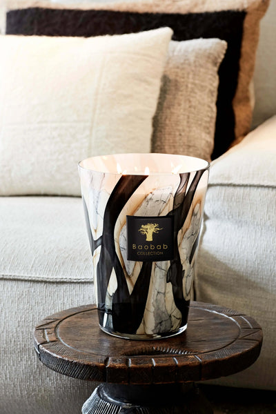 Baobab Collection - Stones Marble MAX16 Scented Candle, Leather Tuberose Berries   