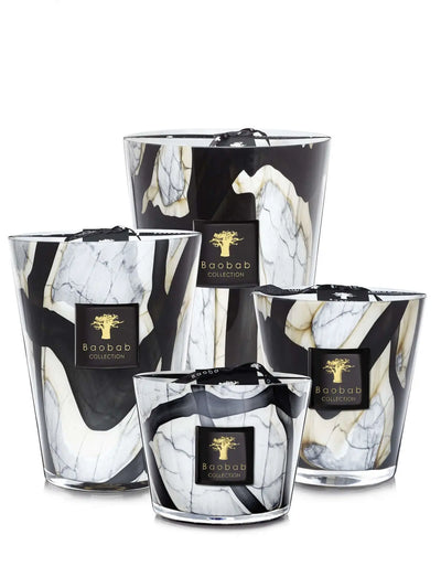 Baobab Collection - Stones Marble MAX16 Scented Candle, Leather Tuberose Berries   