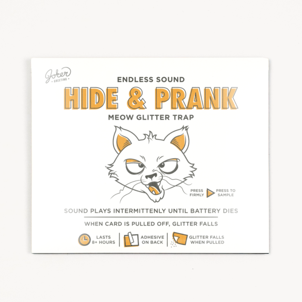 Hide & Prank Meowy Glitter Trap Joker Greeting