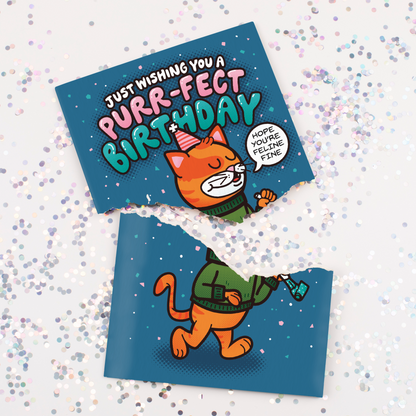 Endless Cool Cat Birthday Card with Glitter Joker Greeting