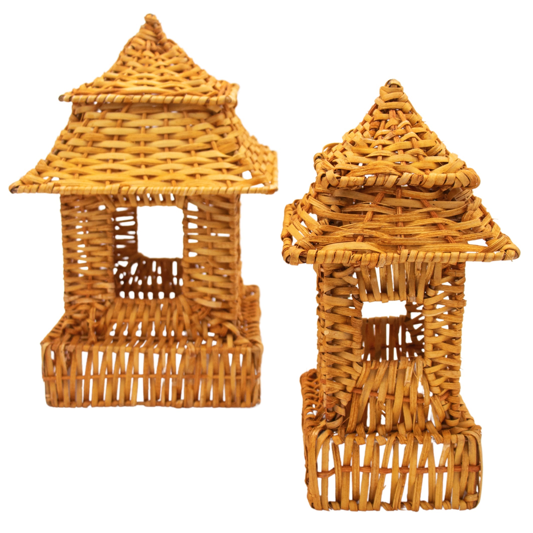 Natural Rattan Pagoda Set - 1 Large & 1 Small Ro'Table