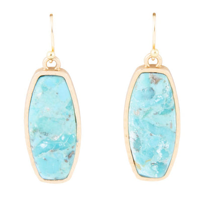 Odyssey Long Blue Turquoise and Golden Statement Earrings Barse Jewelry