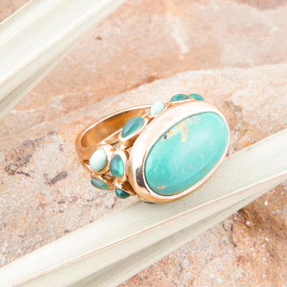 Multi Green Stones Golden Statement Ring Barse Jewelry