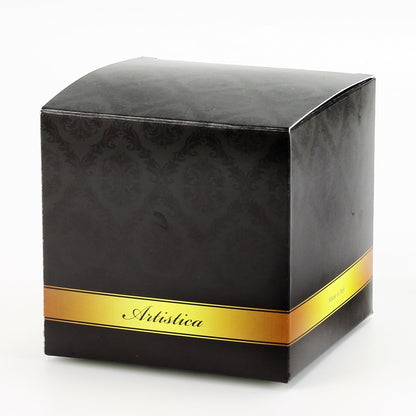 DERUTA MILANO: Large Candle Black with Hand Painted Pure Gold Stripes
