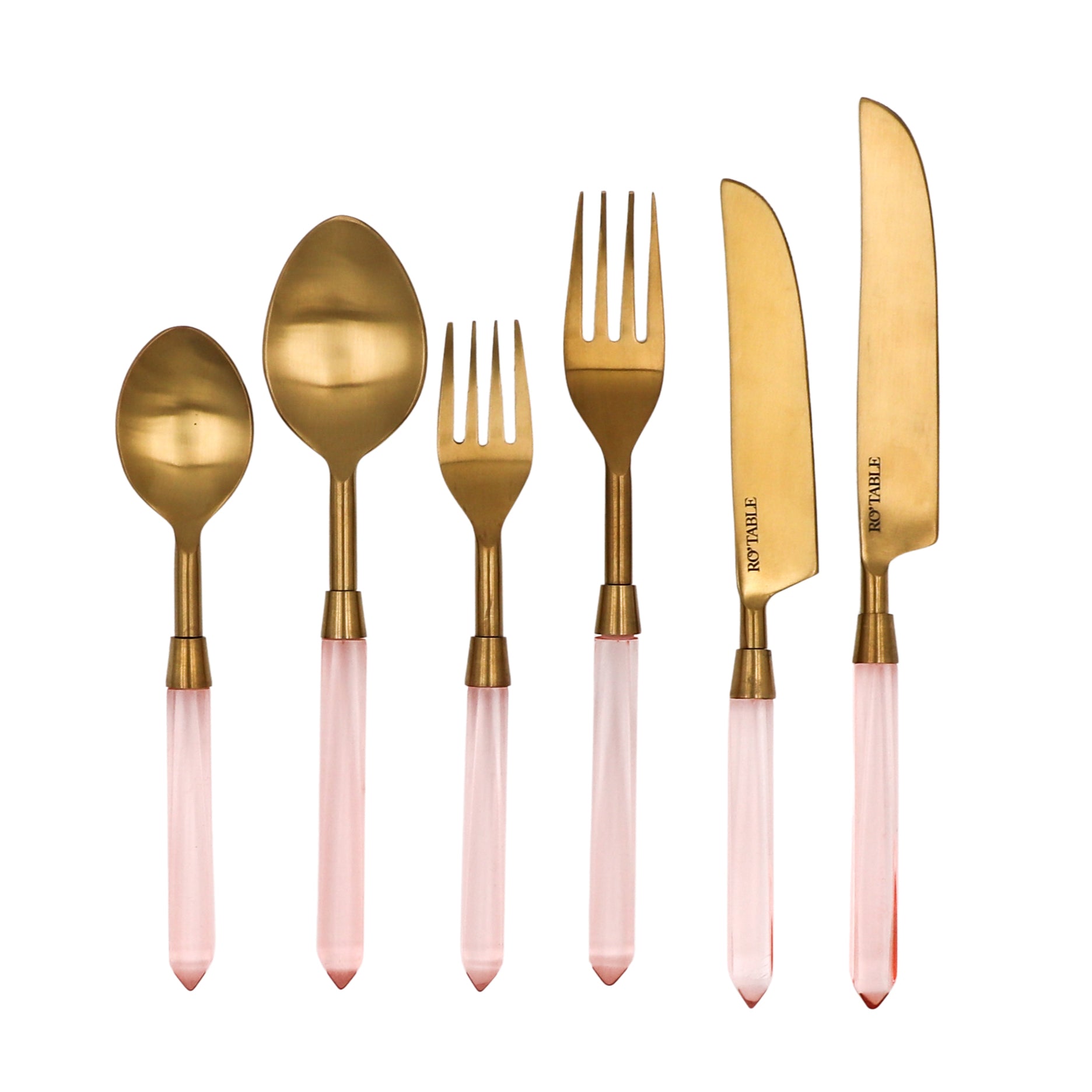 24pc Set Peony Blush Cutlery - 6 Piece - Set of 4 Ro'Table