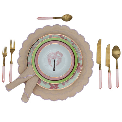 24pc Set Peony Blush Cutlery - 6 Piece - Set of 4 Ro'Table