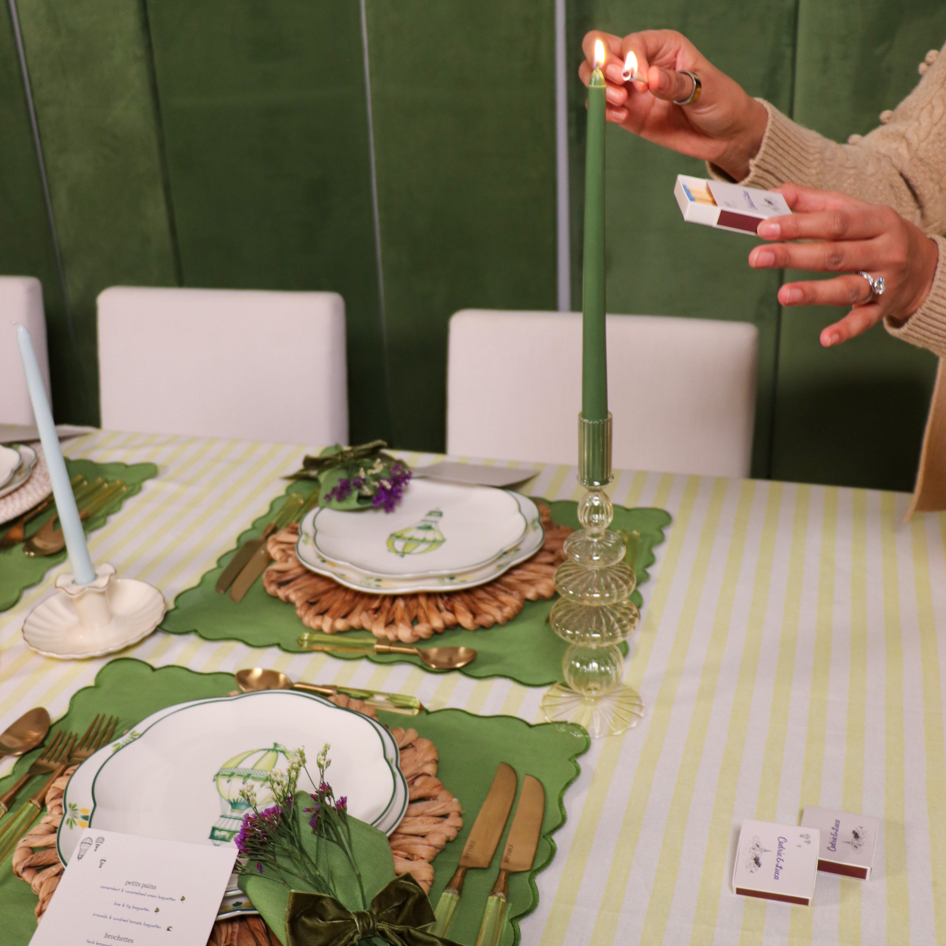 Extra Tall Pine Green Taper Candle, 1 Case of 24 Packs (4 Candles per Pack) Ro'Table