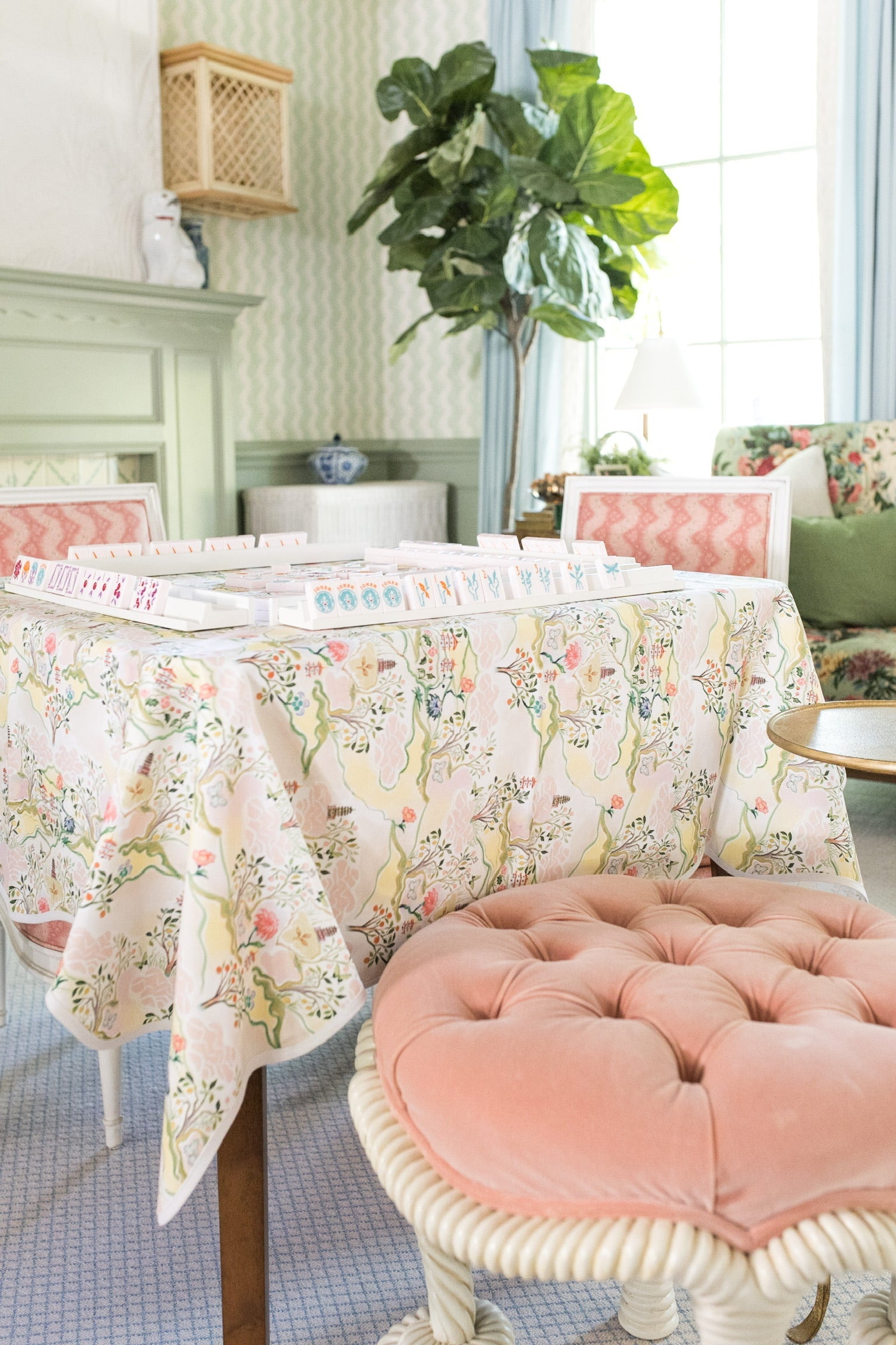 Scalloped Square Table Topper | Pink Pagoda