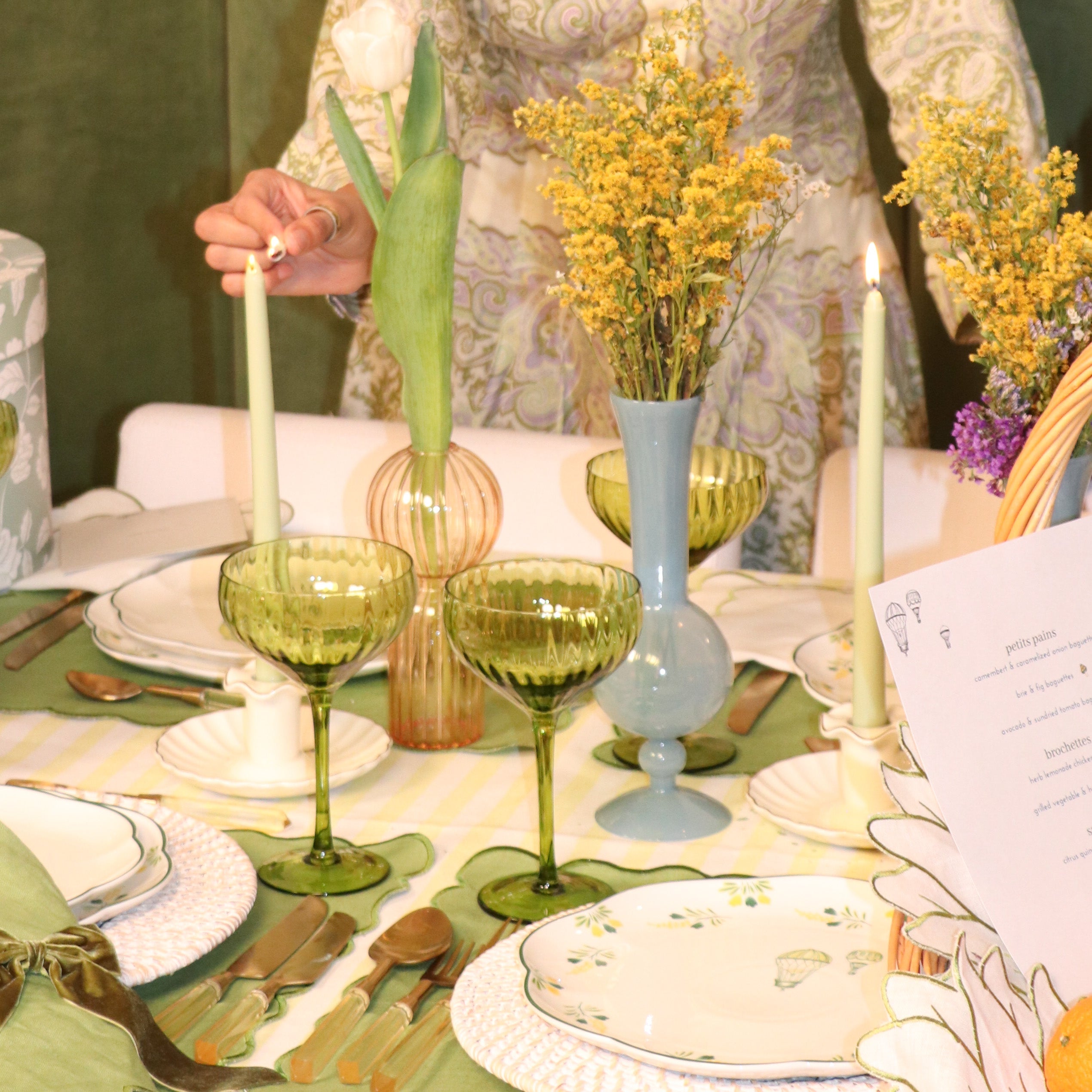 Extra Tall Pistachio Cream Taper Candle, 1 Case of 48 Packs (4 Candles per Pack) Ro'Table