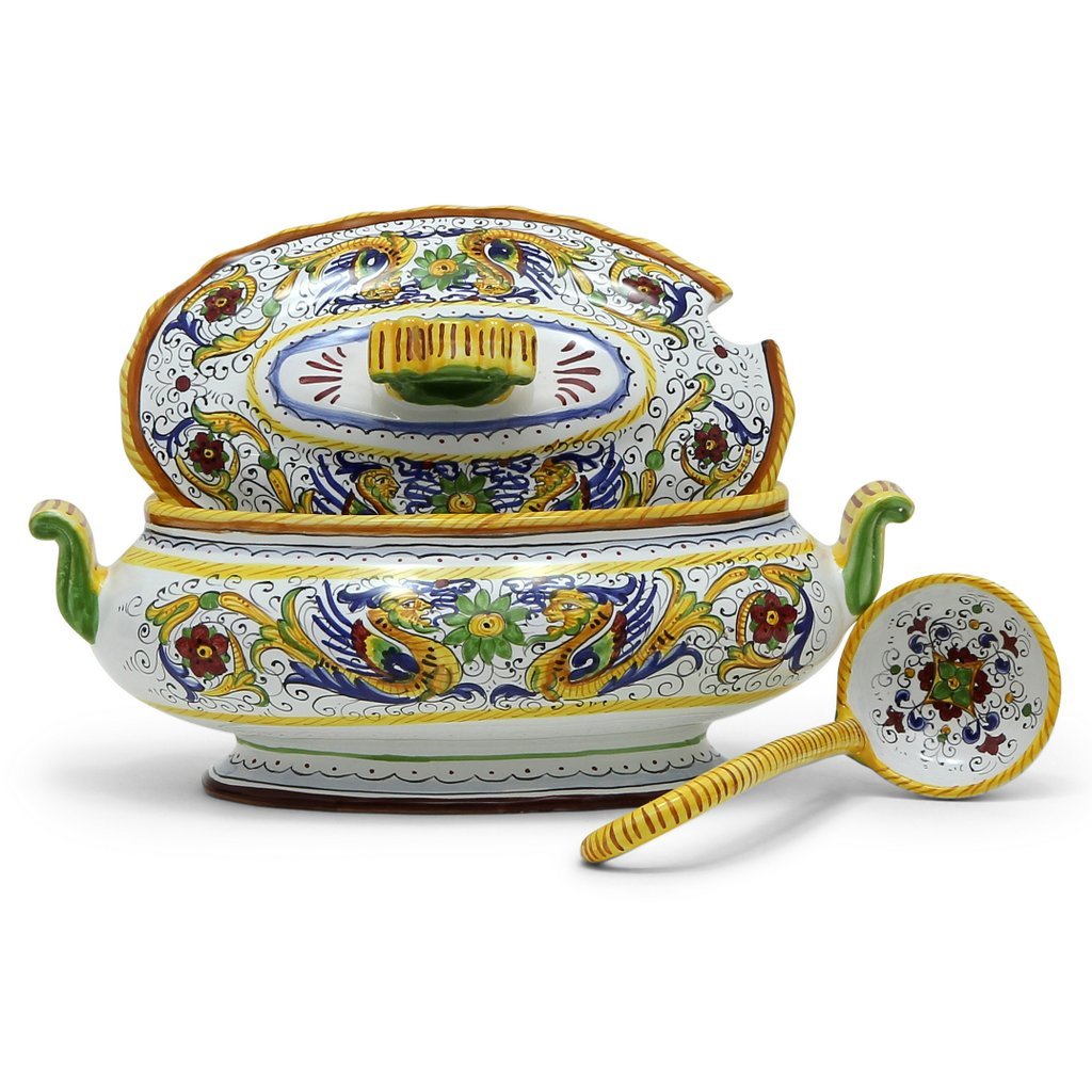 RAFFAELLESCO DELUXE: Oval Soup Tureen with ceramic Ladle