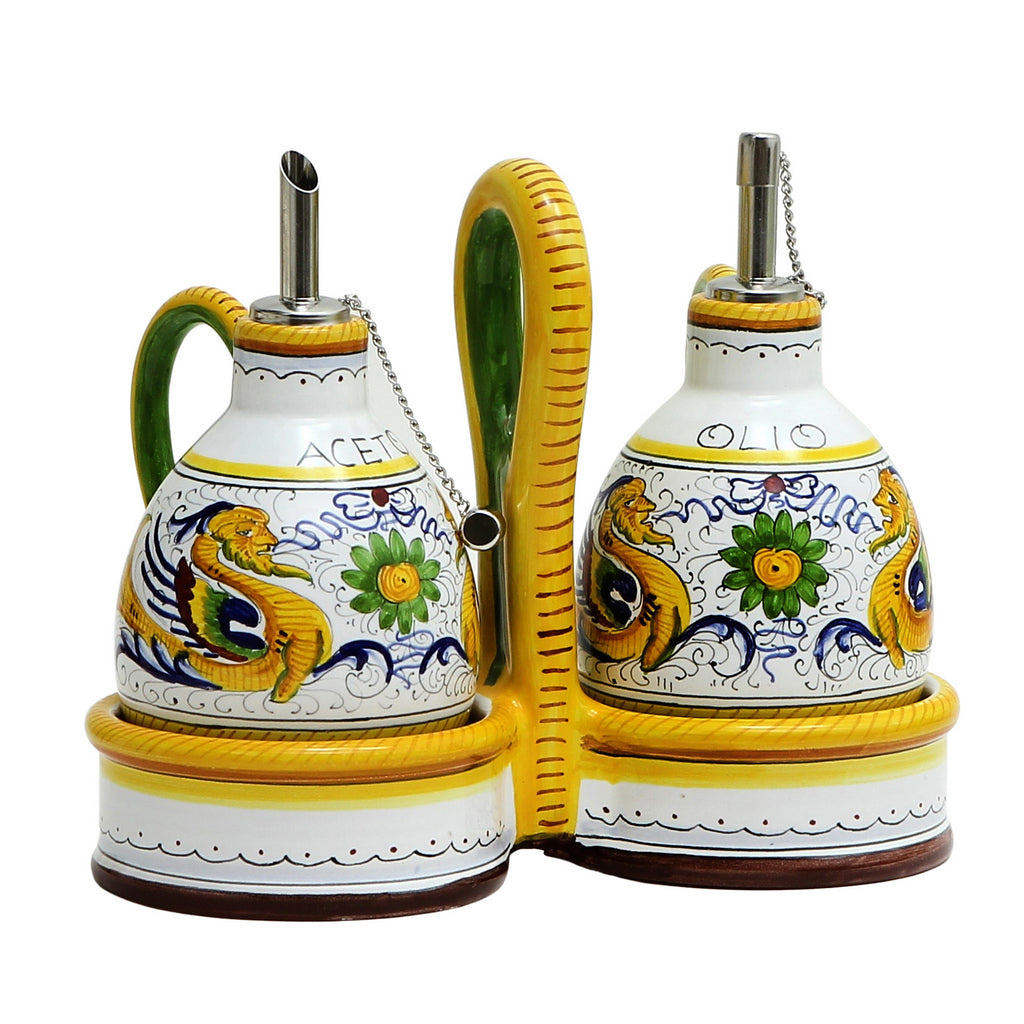 RAFFAELLESCO: Oil and Vinegar cruets set with caddy
