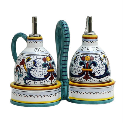 RICCO DERUTA DELUXE: Oil and Vinegar cruets set with caddy (NEW)