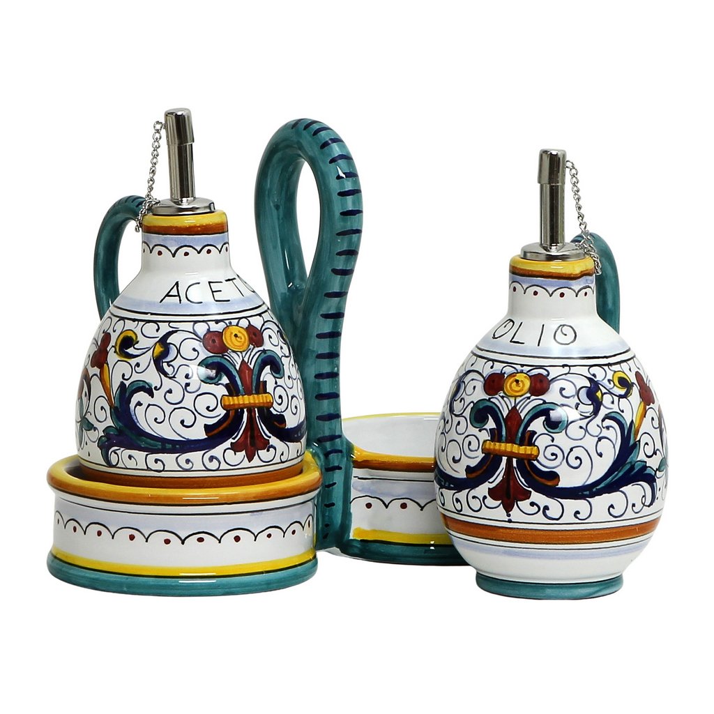 RICCO DERUTA DELUXE: Oil and Vinegar cruets set with caddy (NEW)